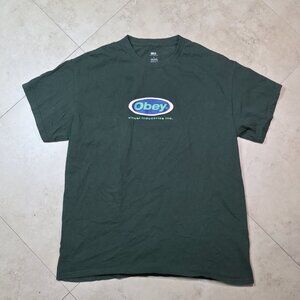 Obey Men's Shirt Large Green Visual Industries Inc Streetwear Skateboard